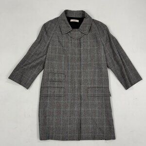 PRADA Grey Glen Plaid Wool-Cashmere Coat | Made in Italy | Size 40
